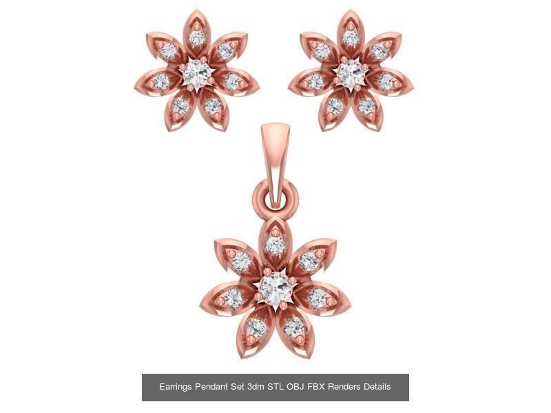 140 Earrings Pendant Set 3dm STL OBJ FBX Details Collection _51