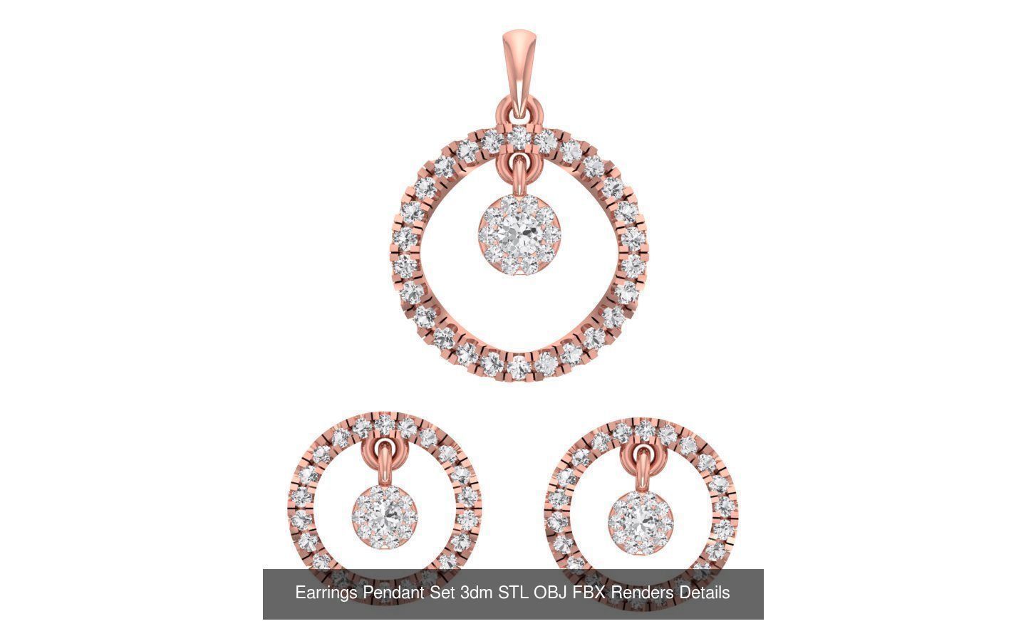 140 Earrings Pendant Set 3dm STL OBJ FBX Details Collection _109