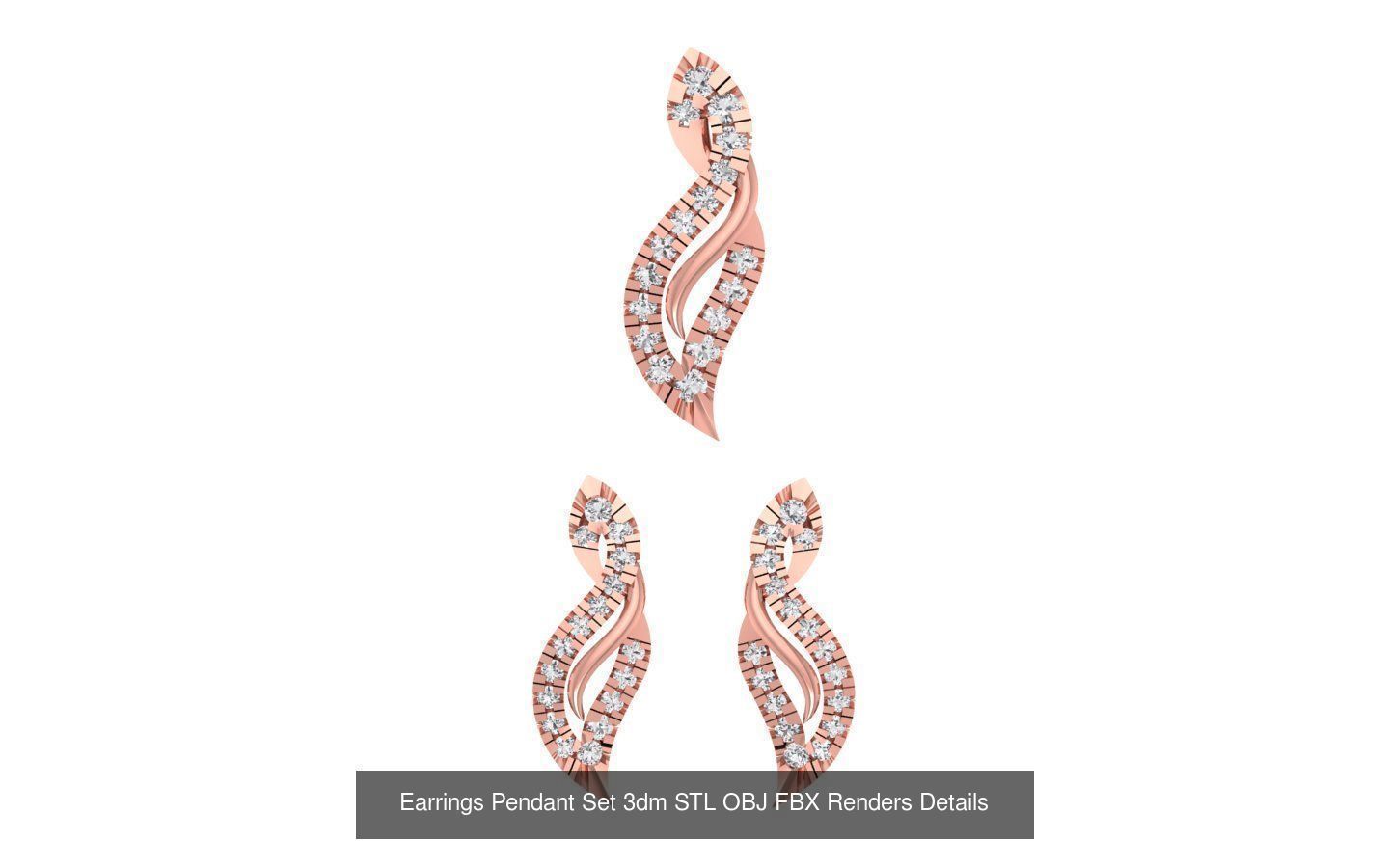 140 Earrings Pendant Set 3dm STL OBJ FBX Details Collection _99