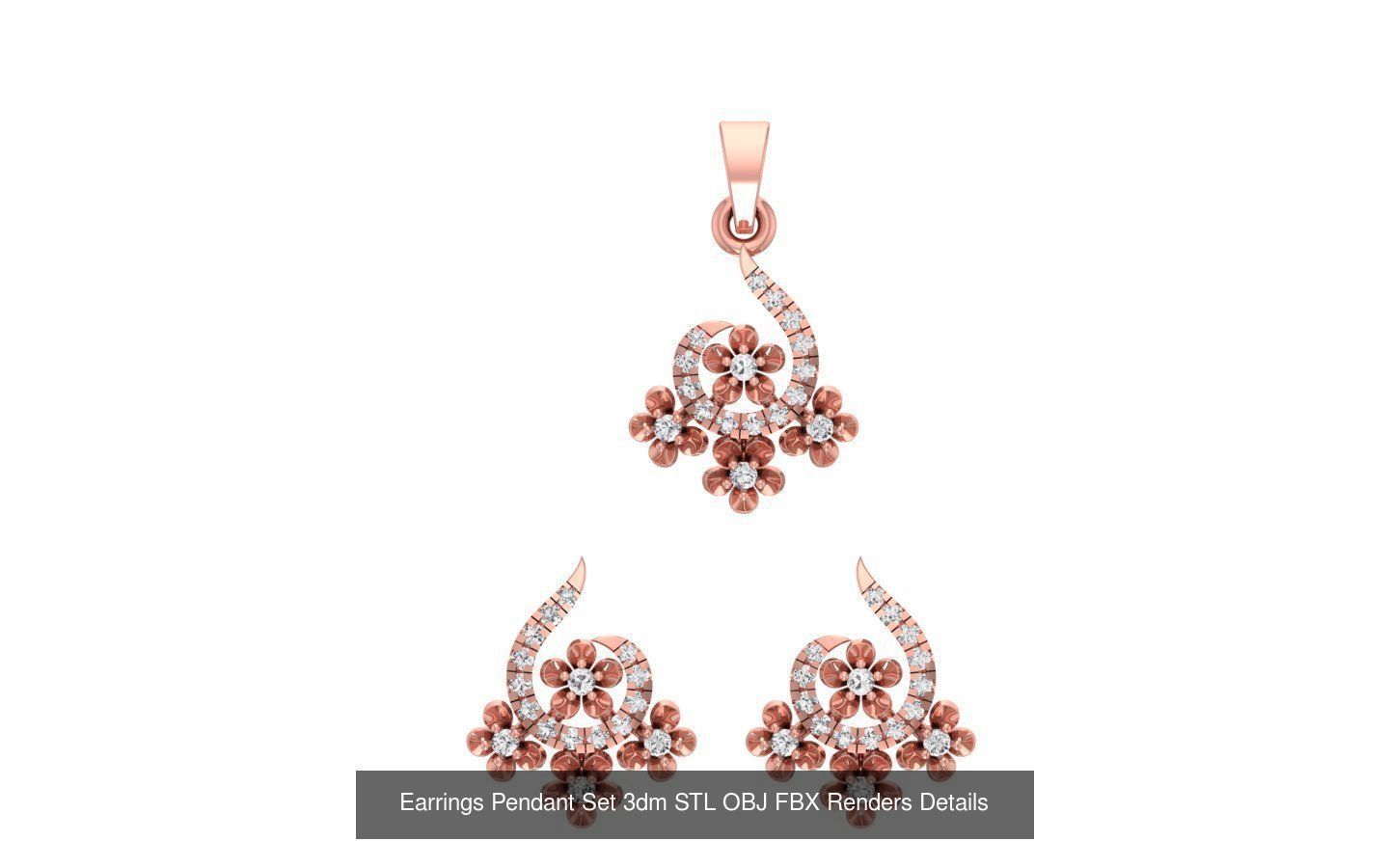 140 Earrings Pendant Set 3dm STL OBJ FBX Details Collection _111