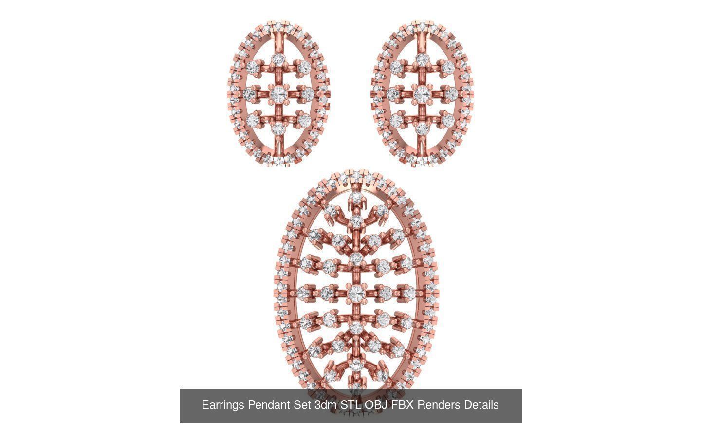 140 Earrings Pendant Set 3dm STL OBJ FBX Details Collection _16