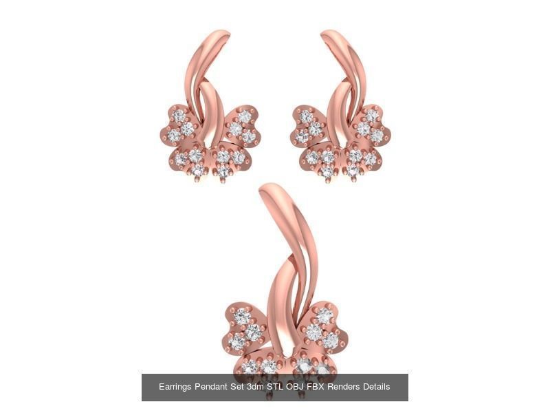 140 Earrings Pendant Set 3dm STL OBJ FBX Details Collection _62