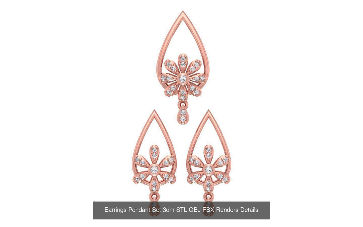 140 Earrings Pendant Set 3dm STL OBJ FBX Details Collection _130