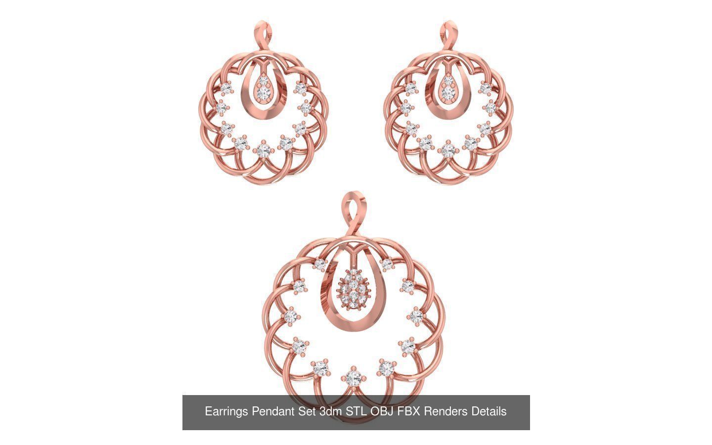 140 Earrings Pendant Set 3dm STL OBJ FBX Details Collection _25