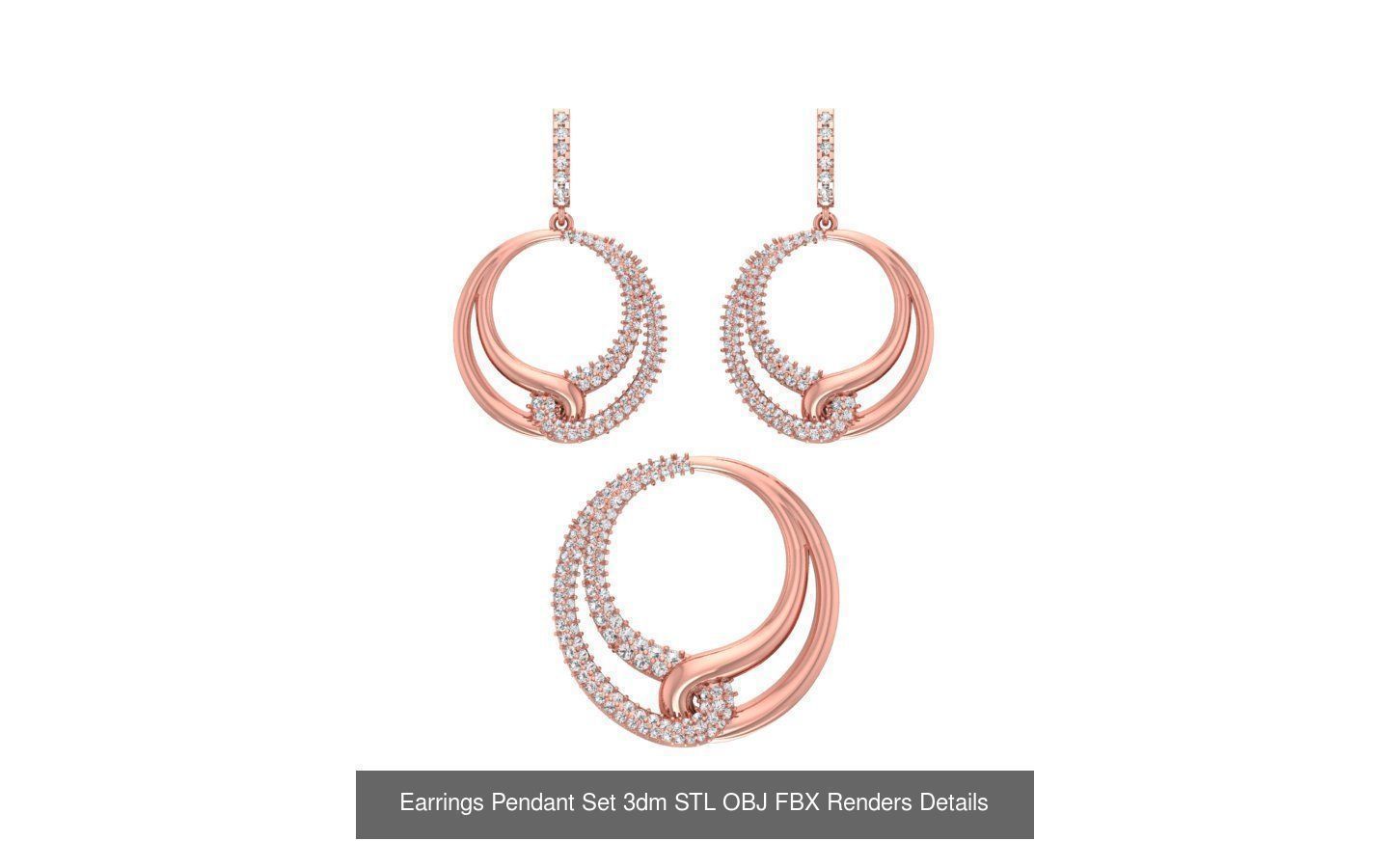 140 Earrings Pendant Set 3dm STL OBJ FBX Details Collection _22