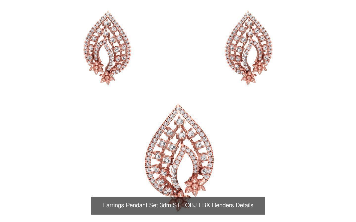 140 Earrings Pendant Set 3dm STL OBJ FBX Details Collection _32