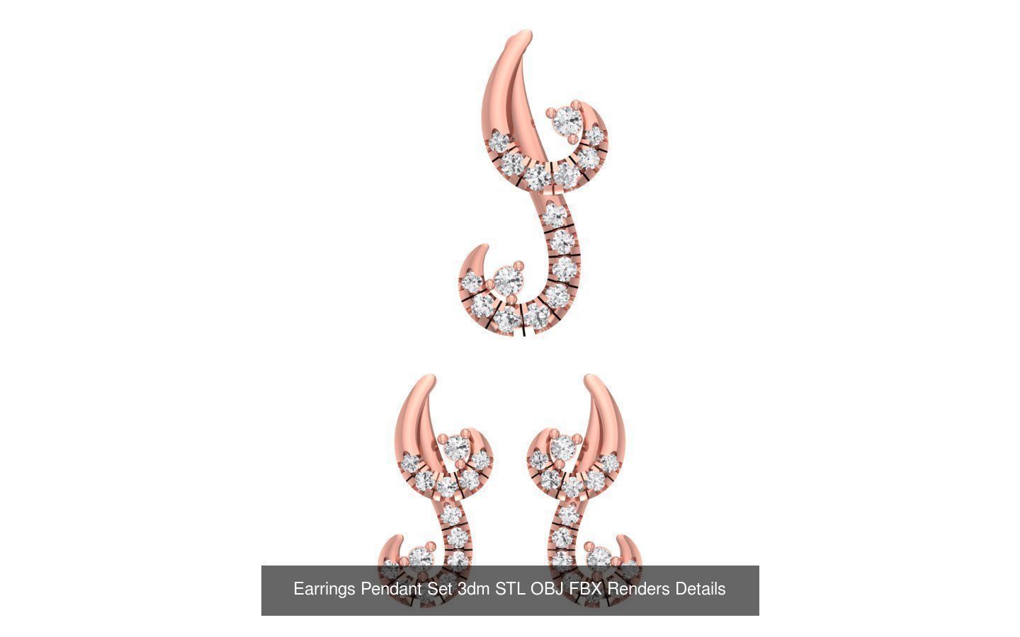 140 Earrings Pendant Set 3dm STL OBJ FBX Details Collection _104