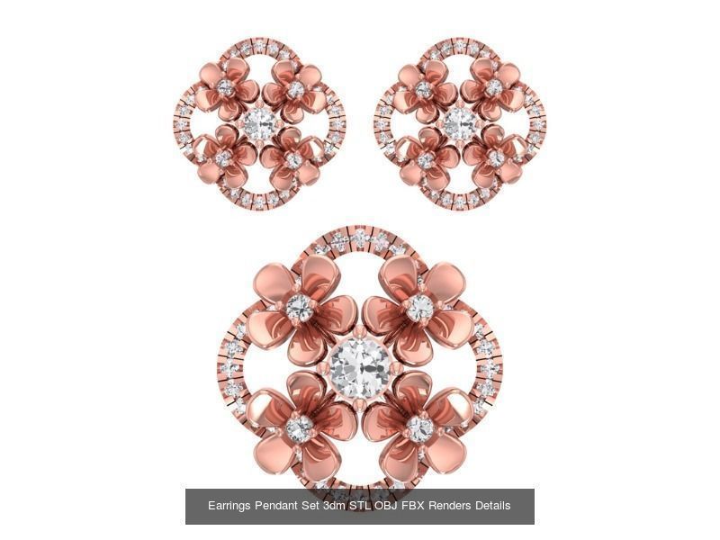 140 Earrings Pendant Set 3dm STL OBJ FBX Details Collection _52