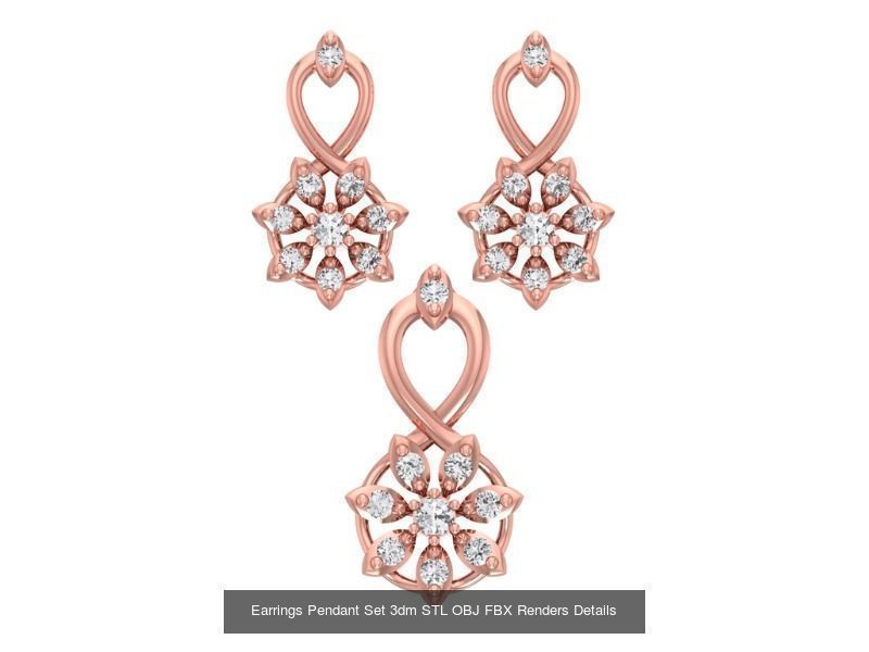 140 Earrings Pendant Set 3dm STL OBJ FBX Details Collection _77