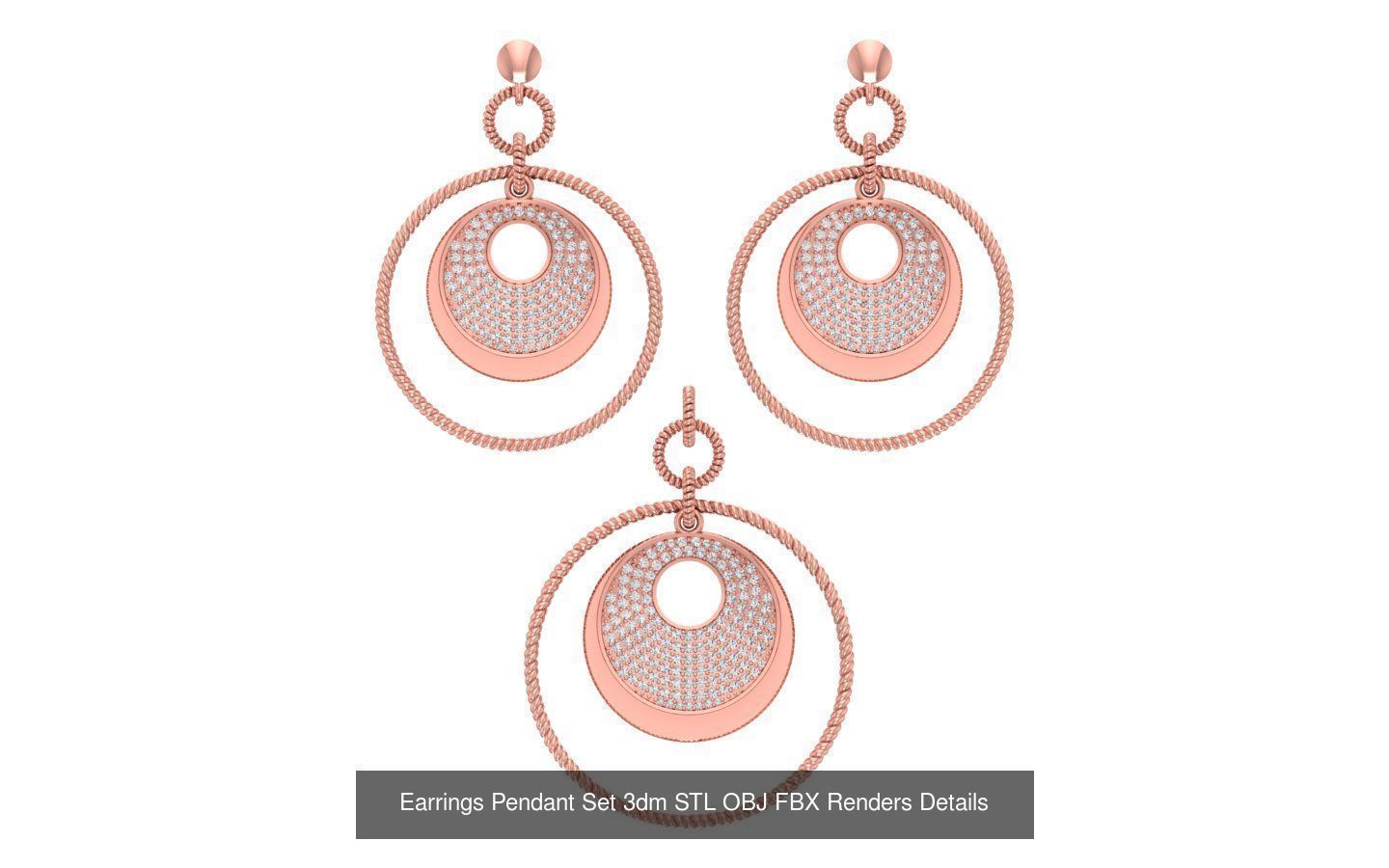 140 Earrings Pendant Set 3dm STL OBJ FBX Details Collection _36