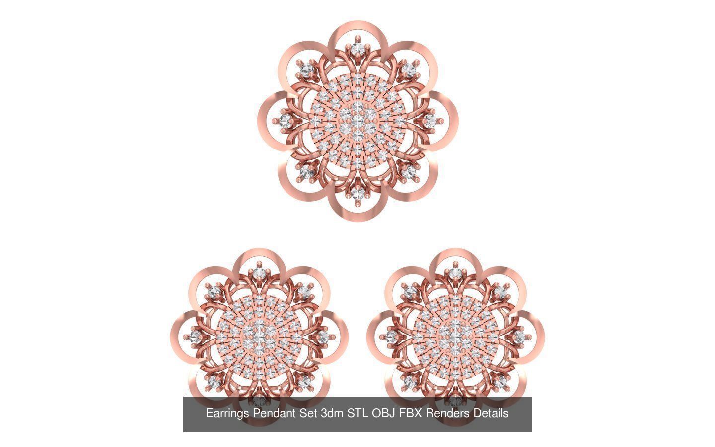 140 Earrings Pendant Set 3dm STL OBJ FBX Details Collection _114