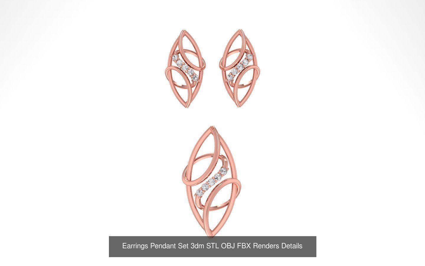 140 Earrings Pendant Set 3dm STL OBJ FBX Details Collection _30