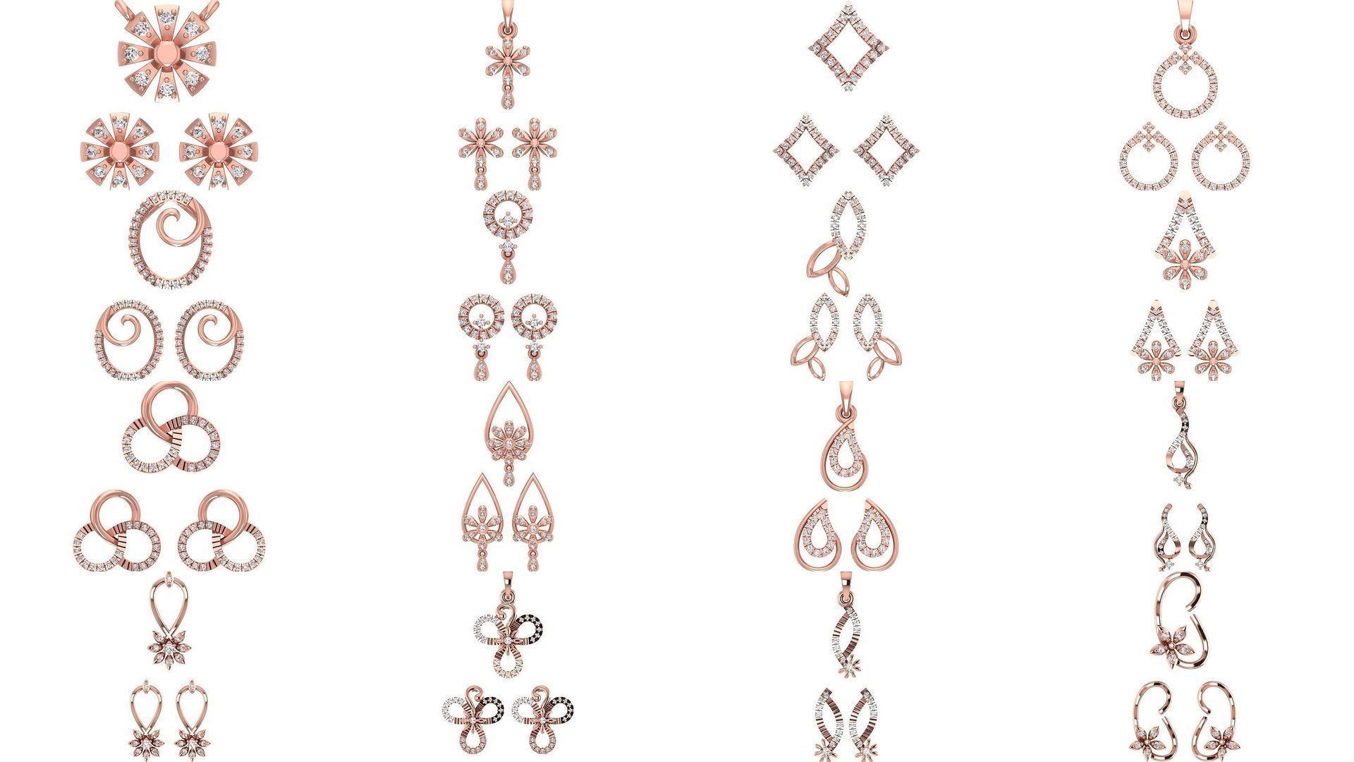 140 Earrings Pendant Set 3dm STL OBJ FBX Details Collection _7