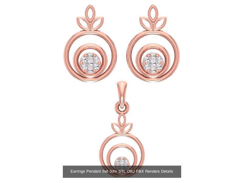 140 Earrings Pendant Set 3dm STL OBJ FBX Details Collection _54