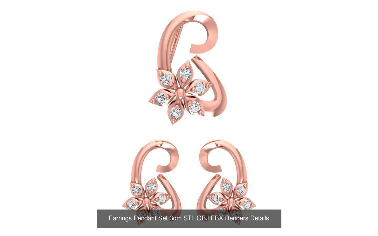 140 Earrings Pendant Set 3dm STL OBJ FBX Details Collection _119