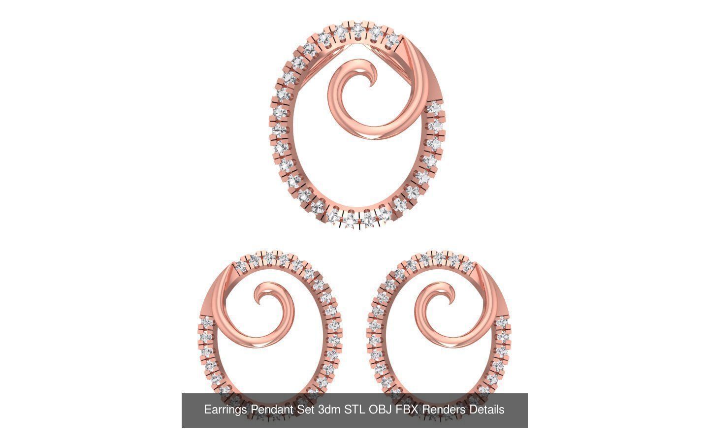 140 Earrings Pendant Set 3dm STL OBJ FBX Details Collection _125