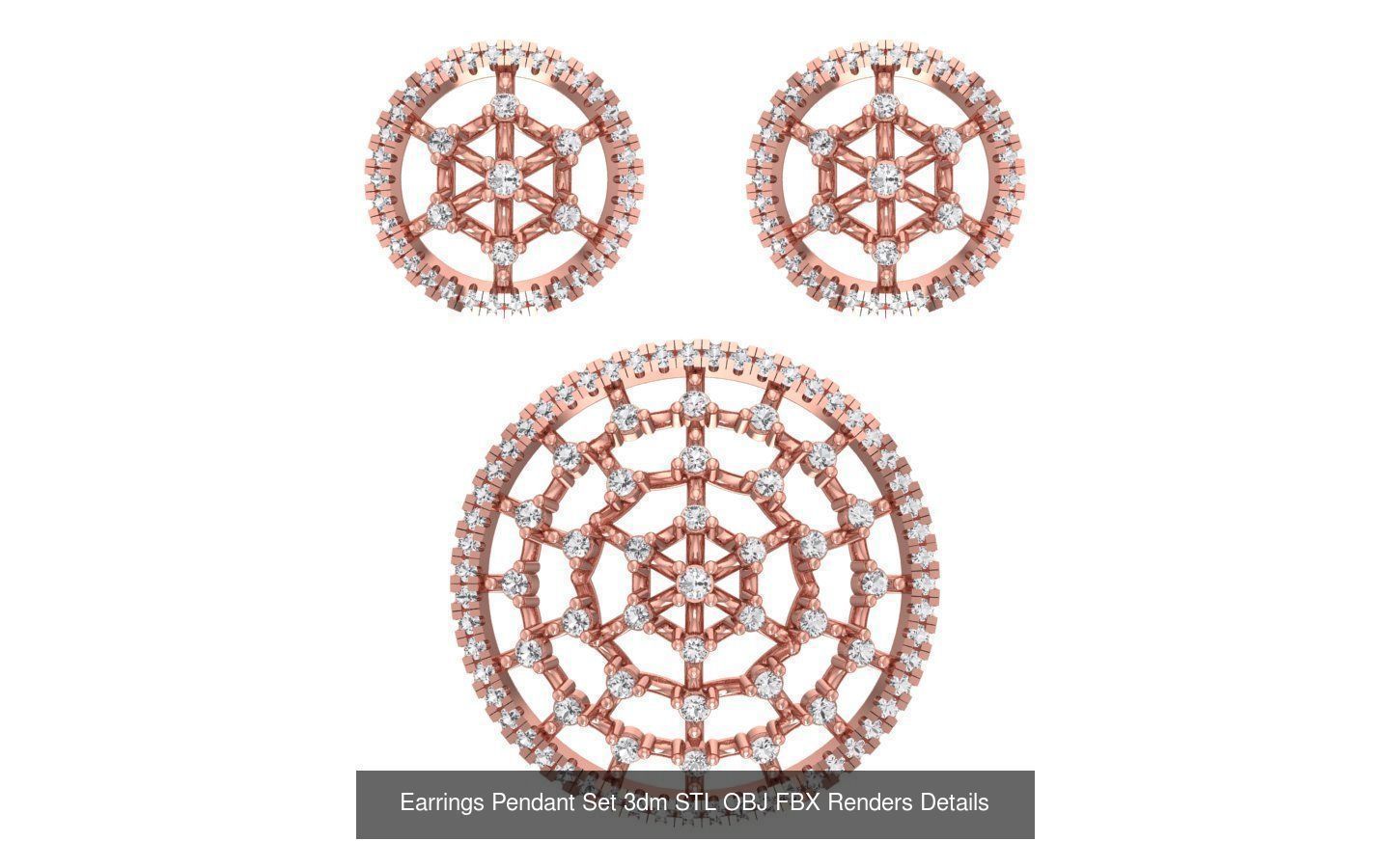 140 Earrings Pendant Set 3dm STL OBJ FBX Details Collection _12