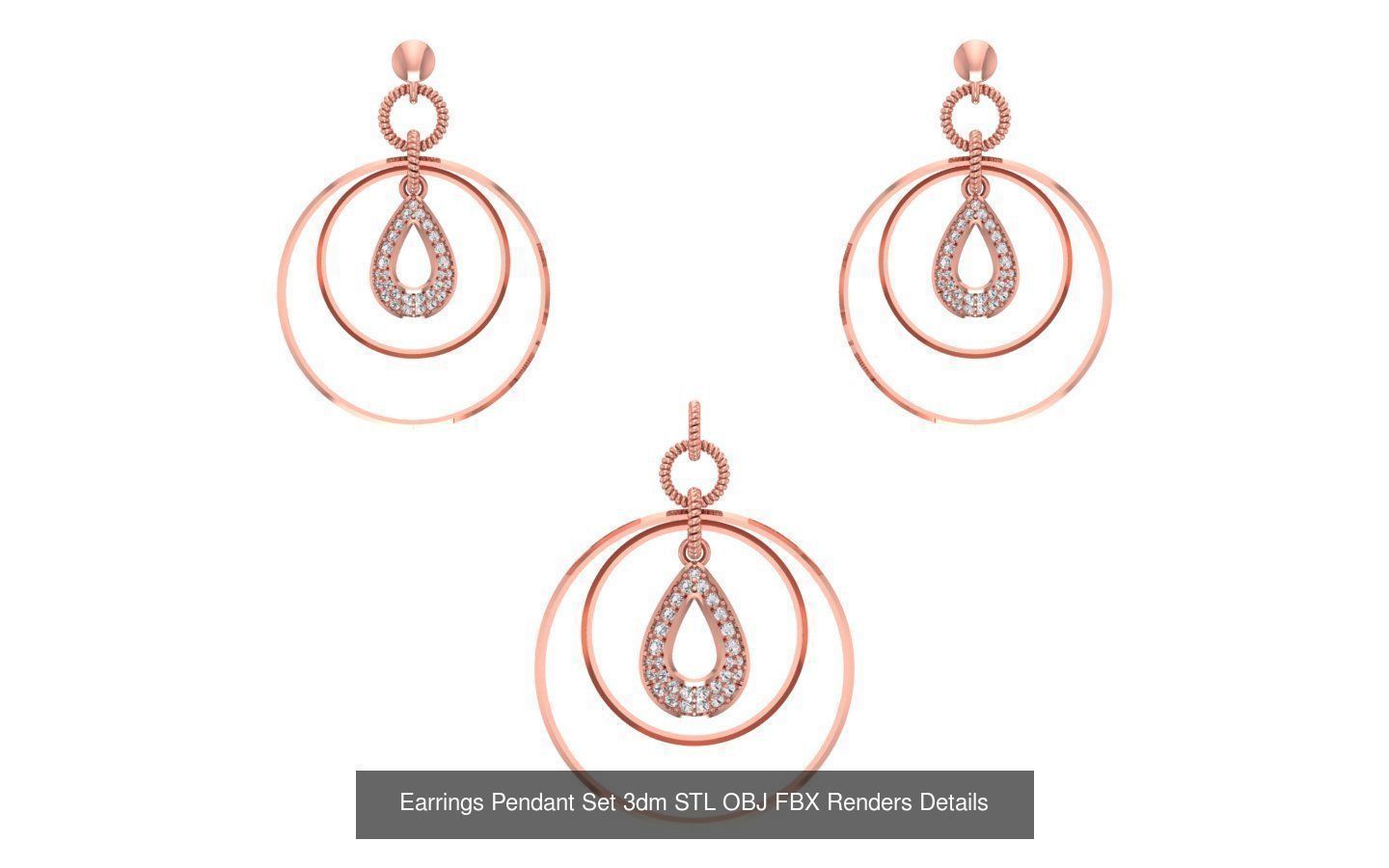 140 Earrings Pendant Set 3dm STL OBJ FBX Details Collection _37