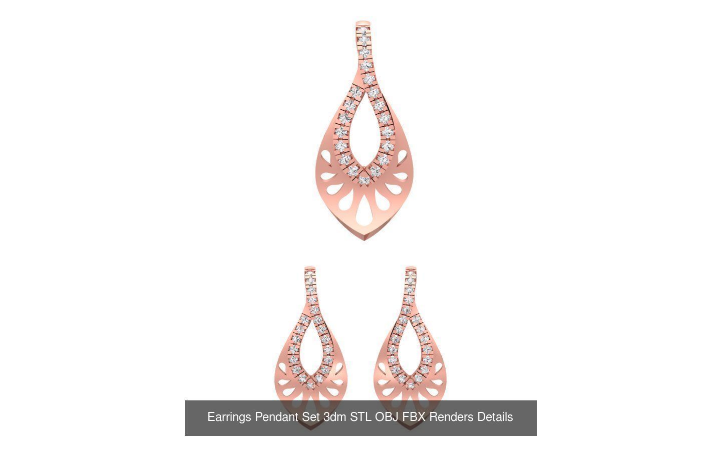 140 Earrings Pendant Set 3dm STL OBJ FBX Details Collection _118