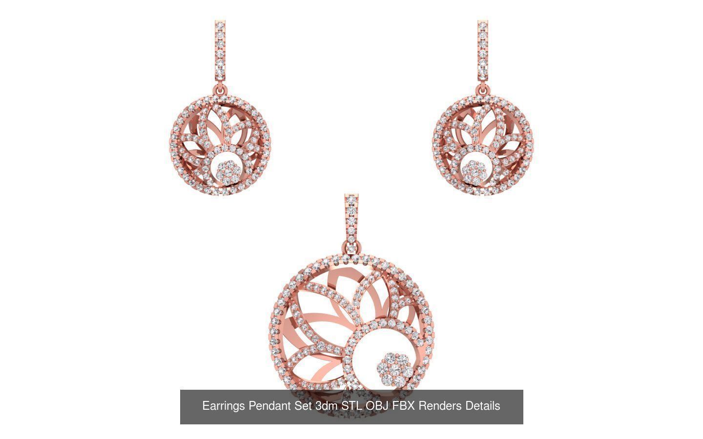 140 Earrings Pendant Set 3dm STL OBJ FBX Details Collection _27