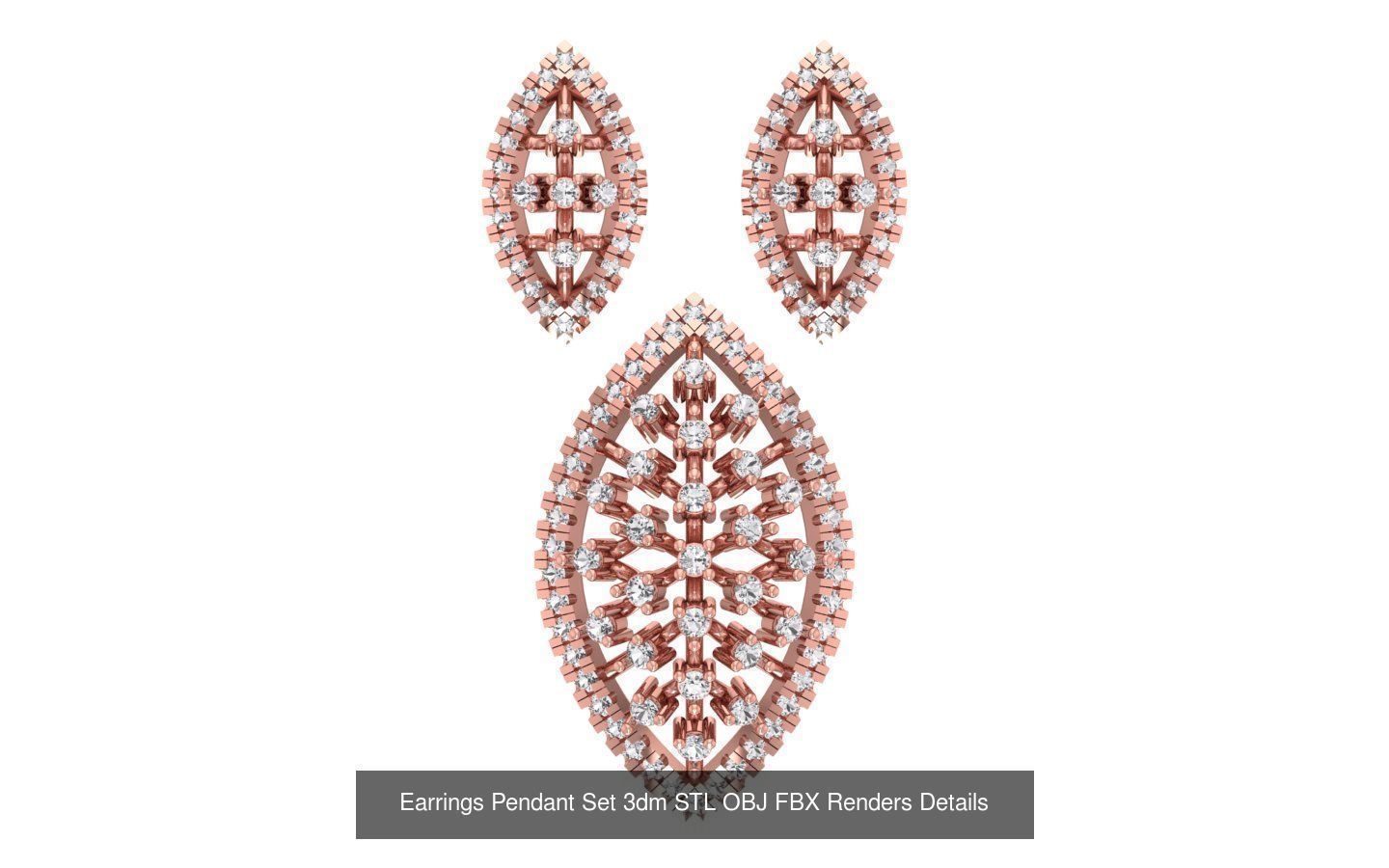 140 Earrings Pendant Set 3dm STL OBJ FBX Details Collection _15