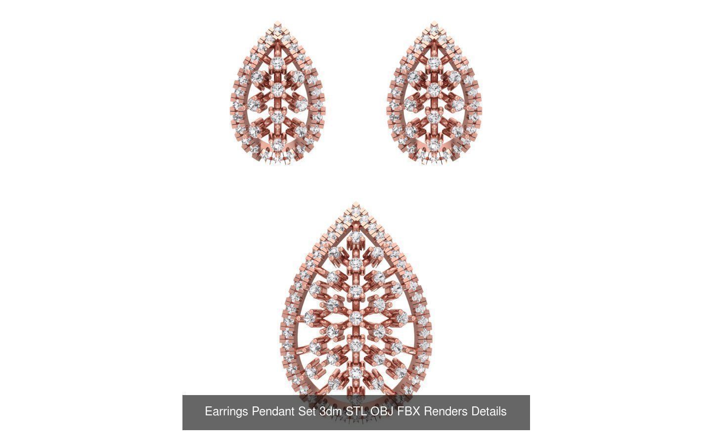 140 Earrings Pendant Set 3dm STL OBJ FBX Details Collection _17