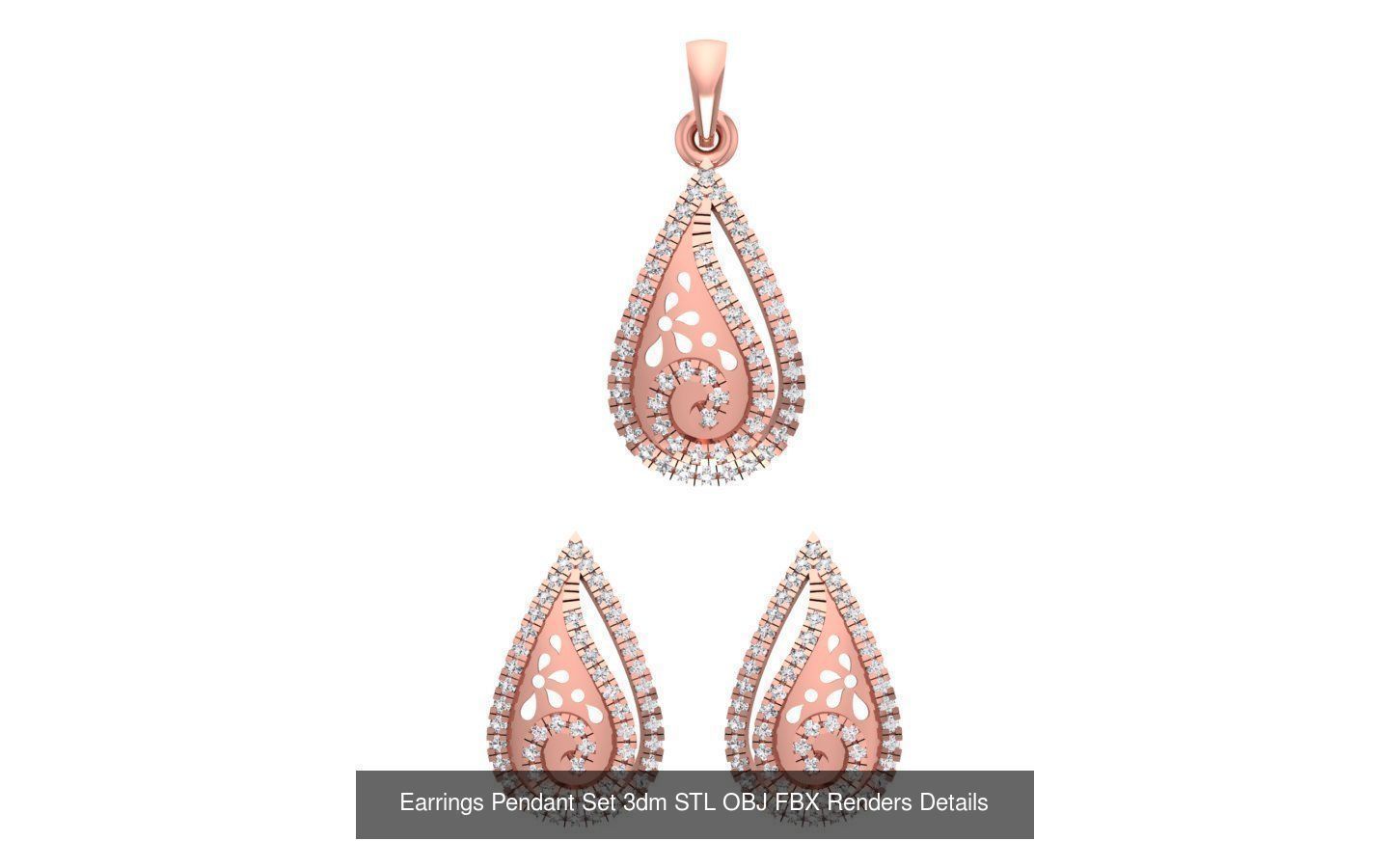 140 Earrings Pendant Set 3dm STL OBJ FBX Details Collection _117