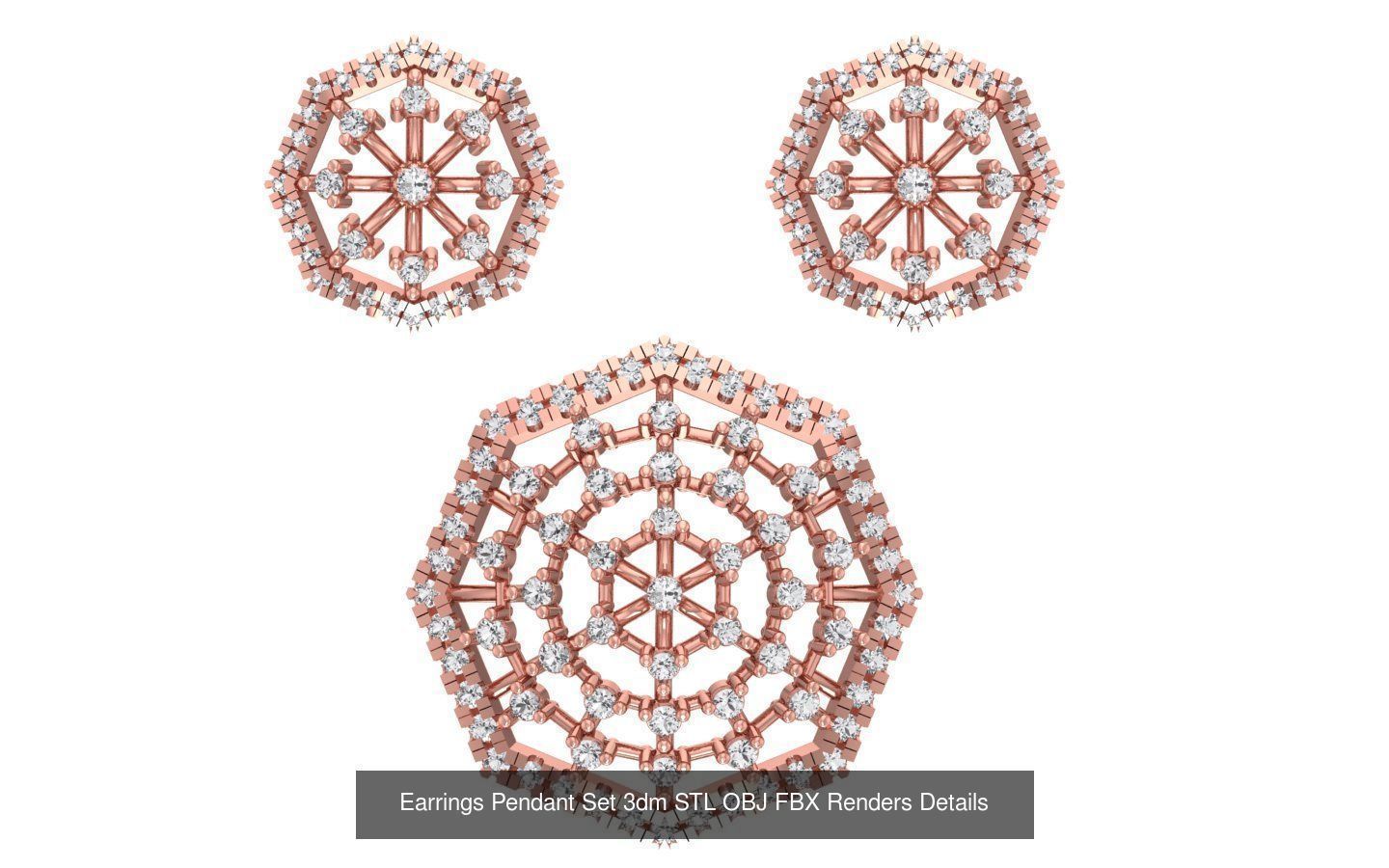 140 Earrings Pendant Set 3dm STL OBJ FBX Details Collection _11