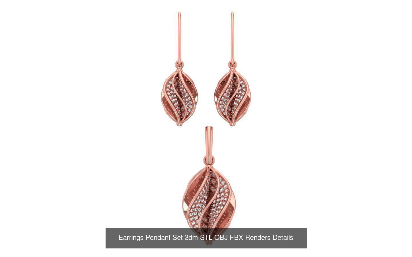 140 Earrings Pendant Set 3dm STL OBJ FBX Details Collection _40