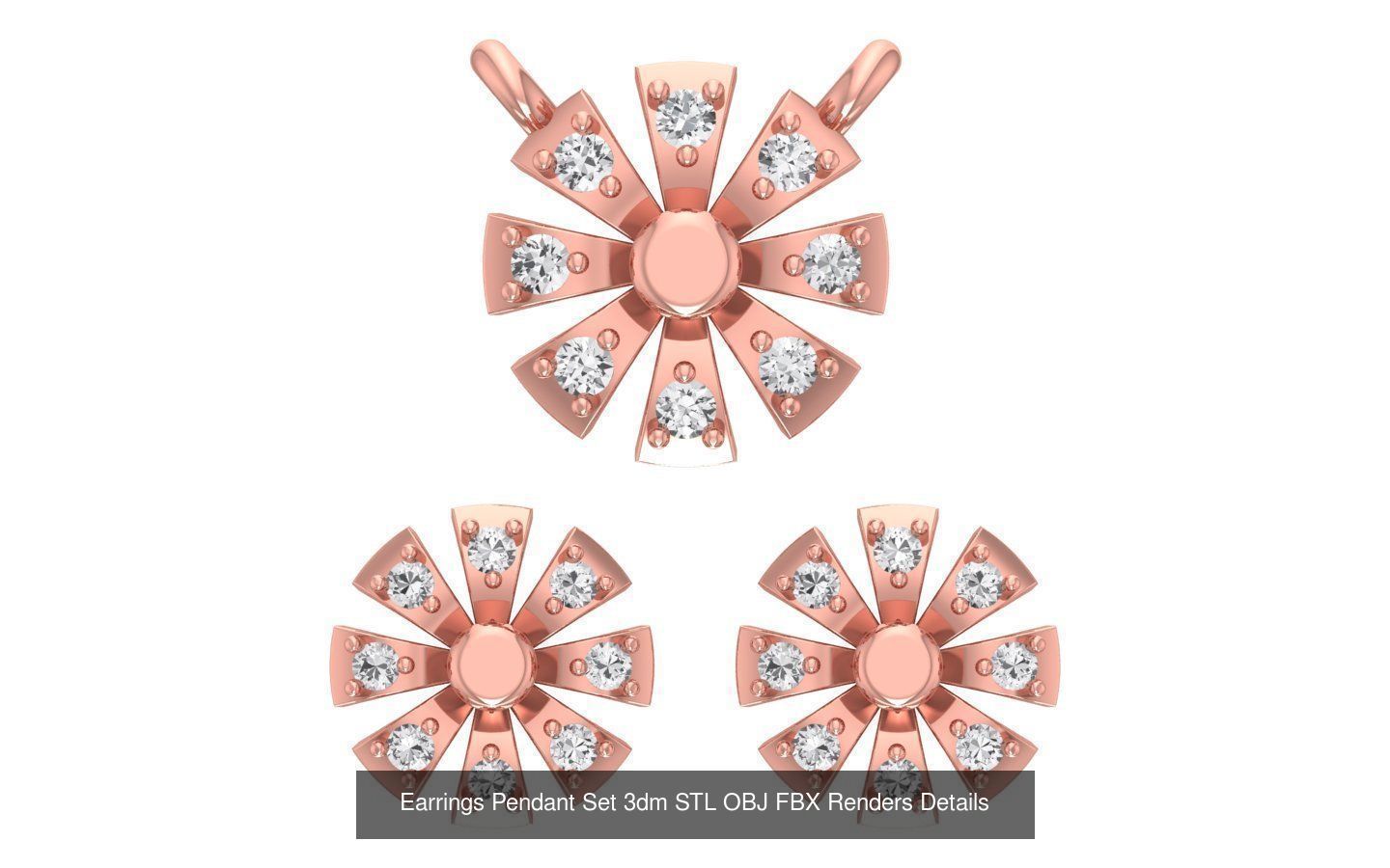 140 Earrings Pendant Set 3dm STL OBJ FBX Details Collection _121