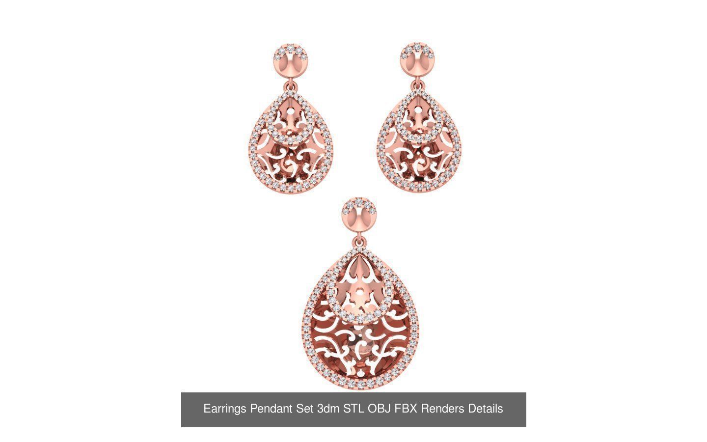 140 Earrings Pendant Set 3dm STL OBJ FBX Details Collection _45