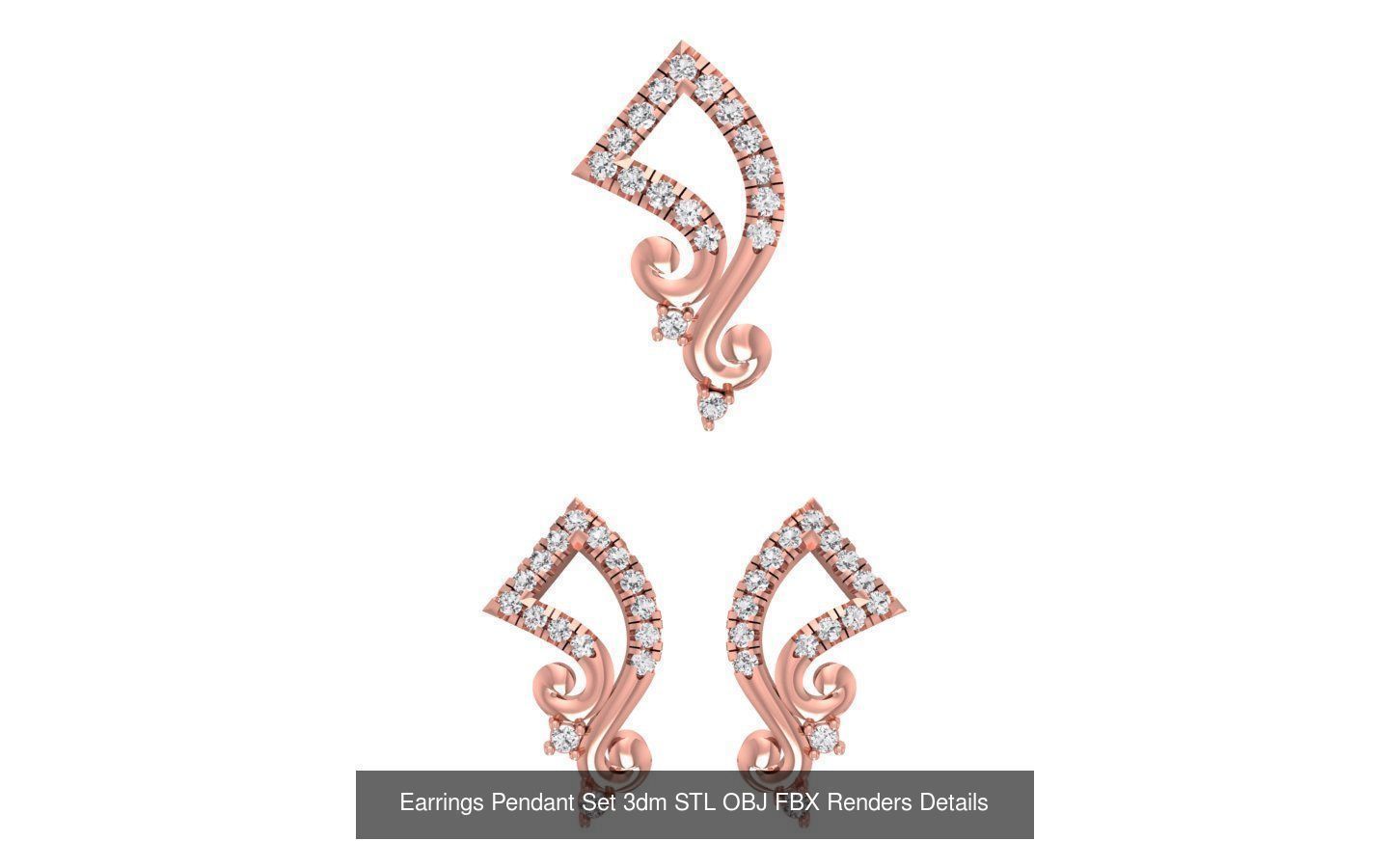 140 Earrings Pendant Set 3dm STL OBJ FBX Details Collection _102