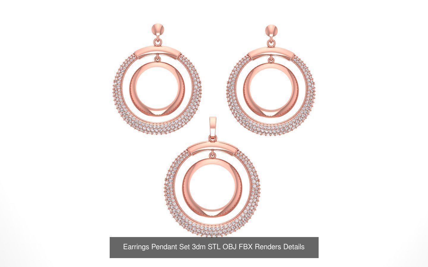 140 Earrings Pendant Set 3dm STL OBJ FBX Details Collection _43