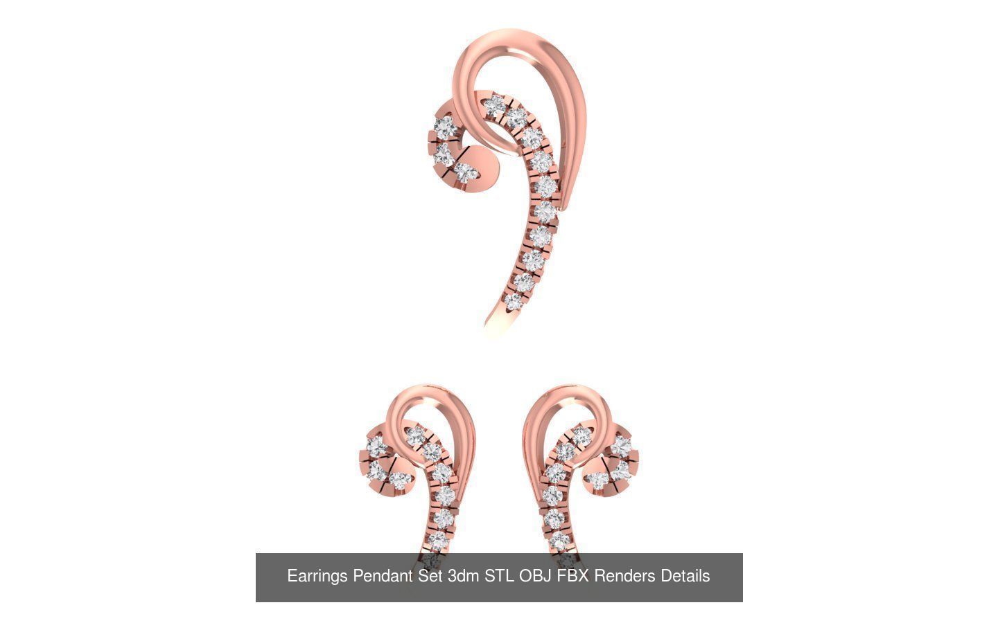 140 Earrings Pendant Set 3dm STL OBJ FBX Details Collection _101