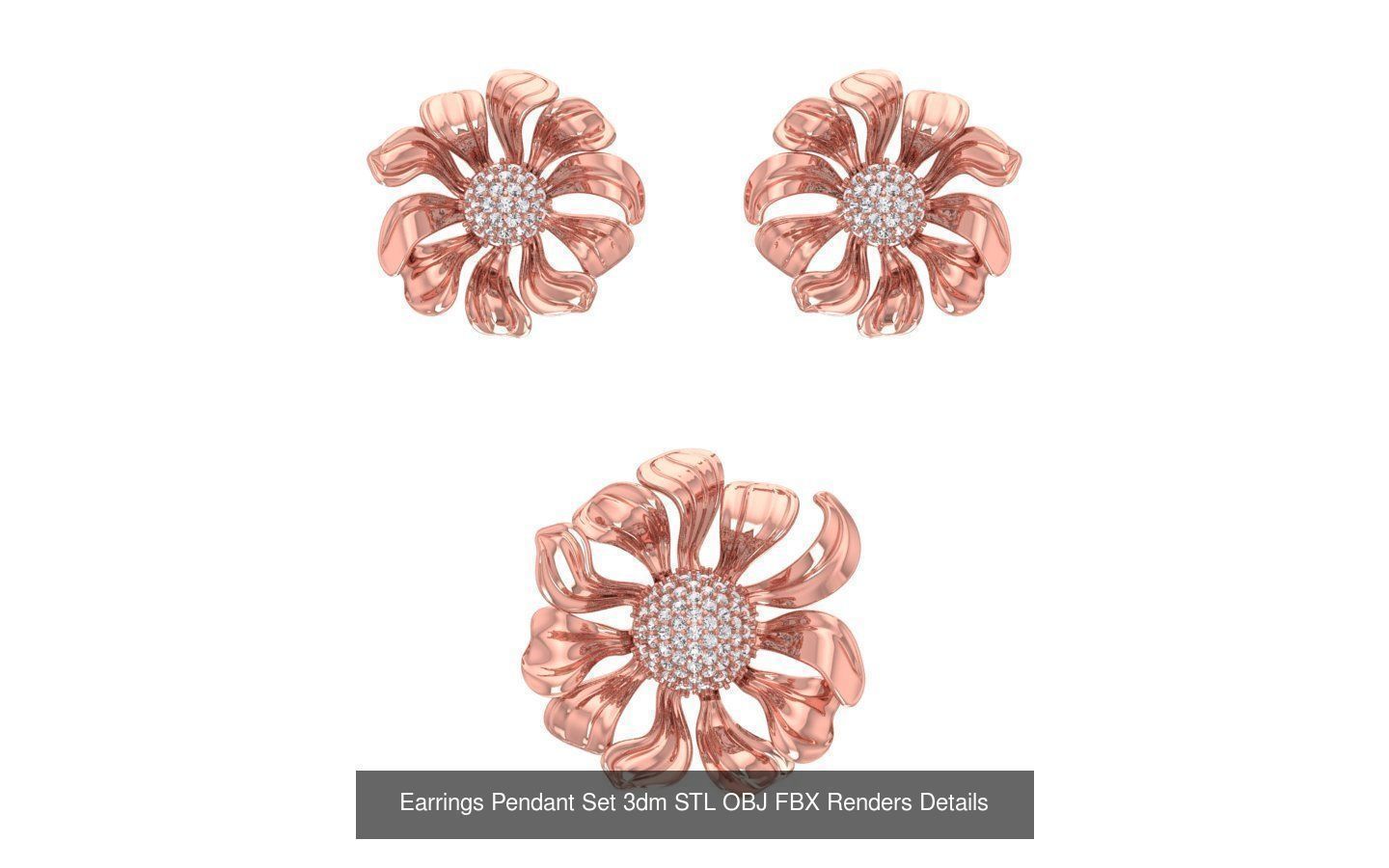 140 Earrings Pendant Set 3dm STL OBJ FBX Details Collection _39