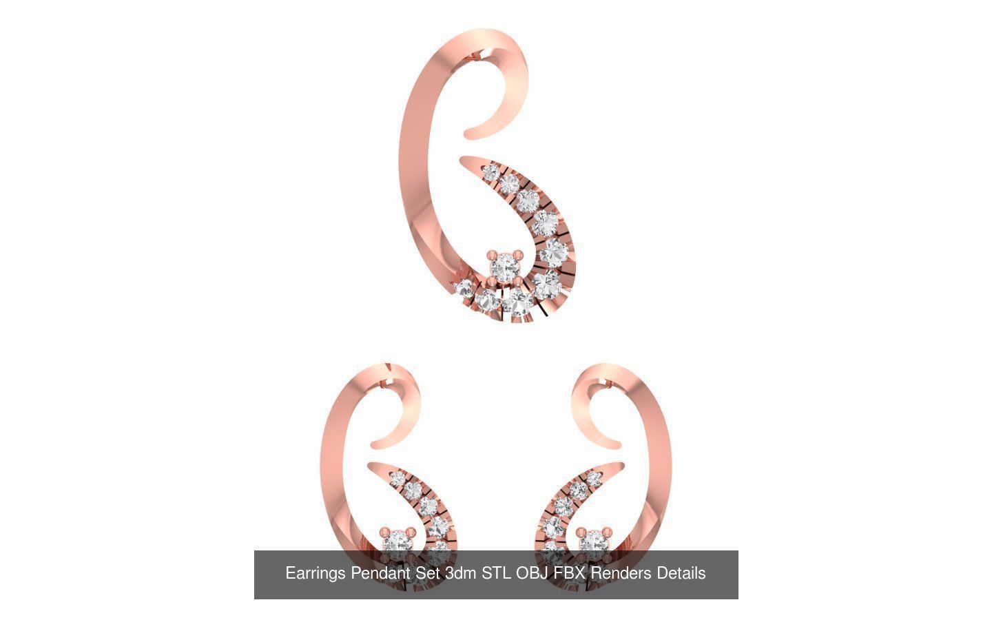 140 Earrings Pendant Set 3dm STL OBJ FBX Details Collection _94