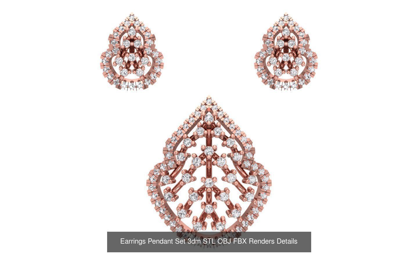 140 Earrings Pendant Set 3dm STL OBJ FBX Details Collection _9