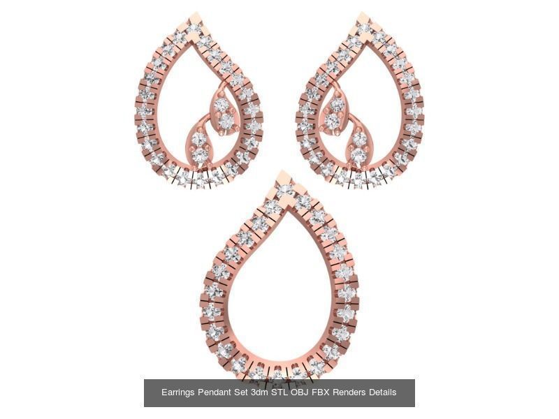 140 Earrings Pendant Set 3dm STL OBJ FBX Details Collection _63