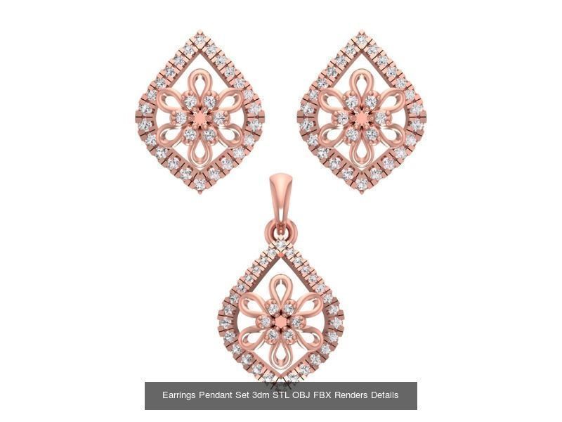 140 Earrings Pendant Set 3dm STL OBJ FBX Details Collection _57