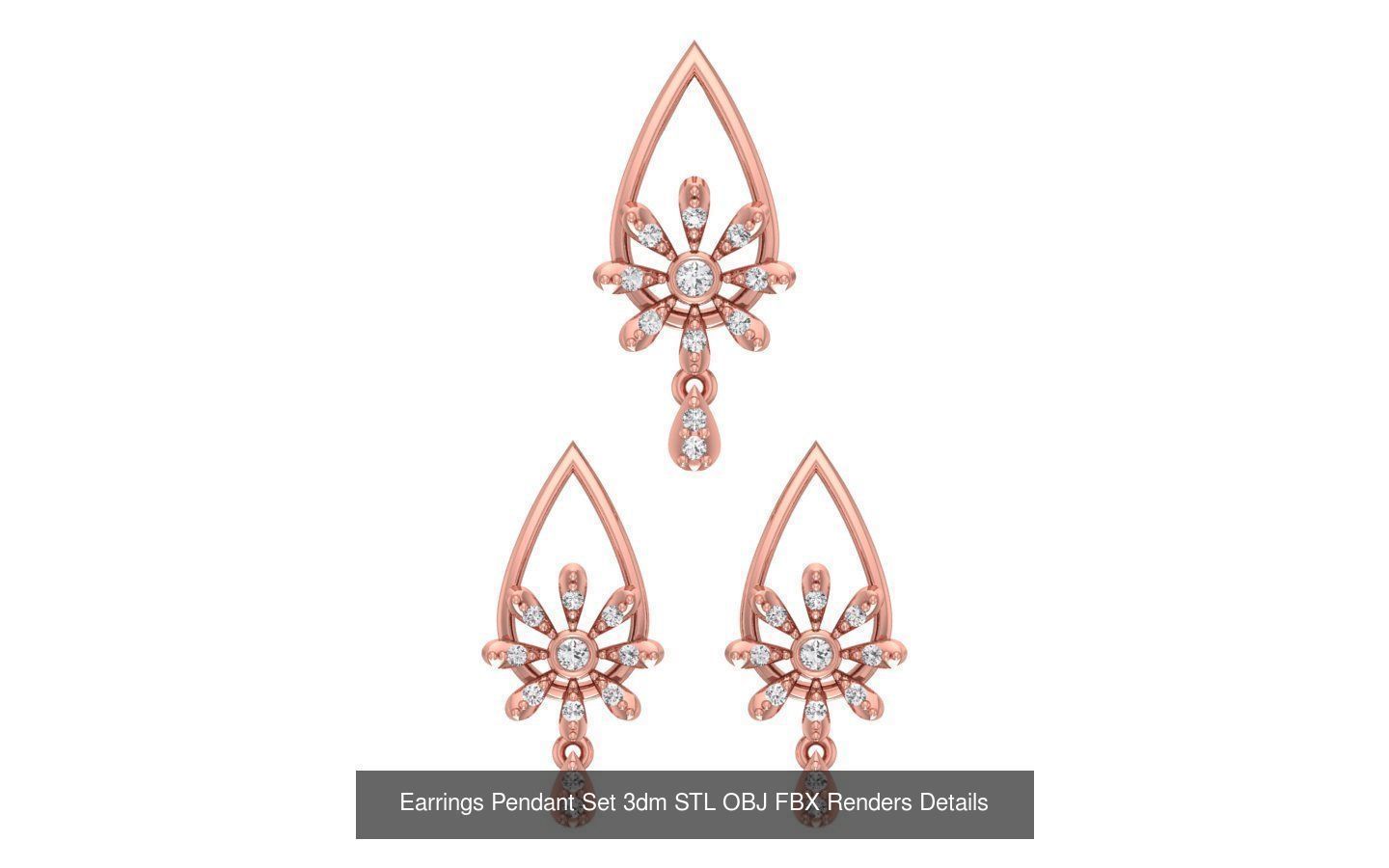 140 Earrings Pendant Set 3dm STL OBJ FBX Details Collection _144
