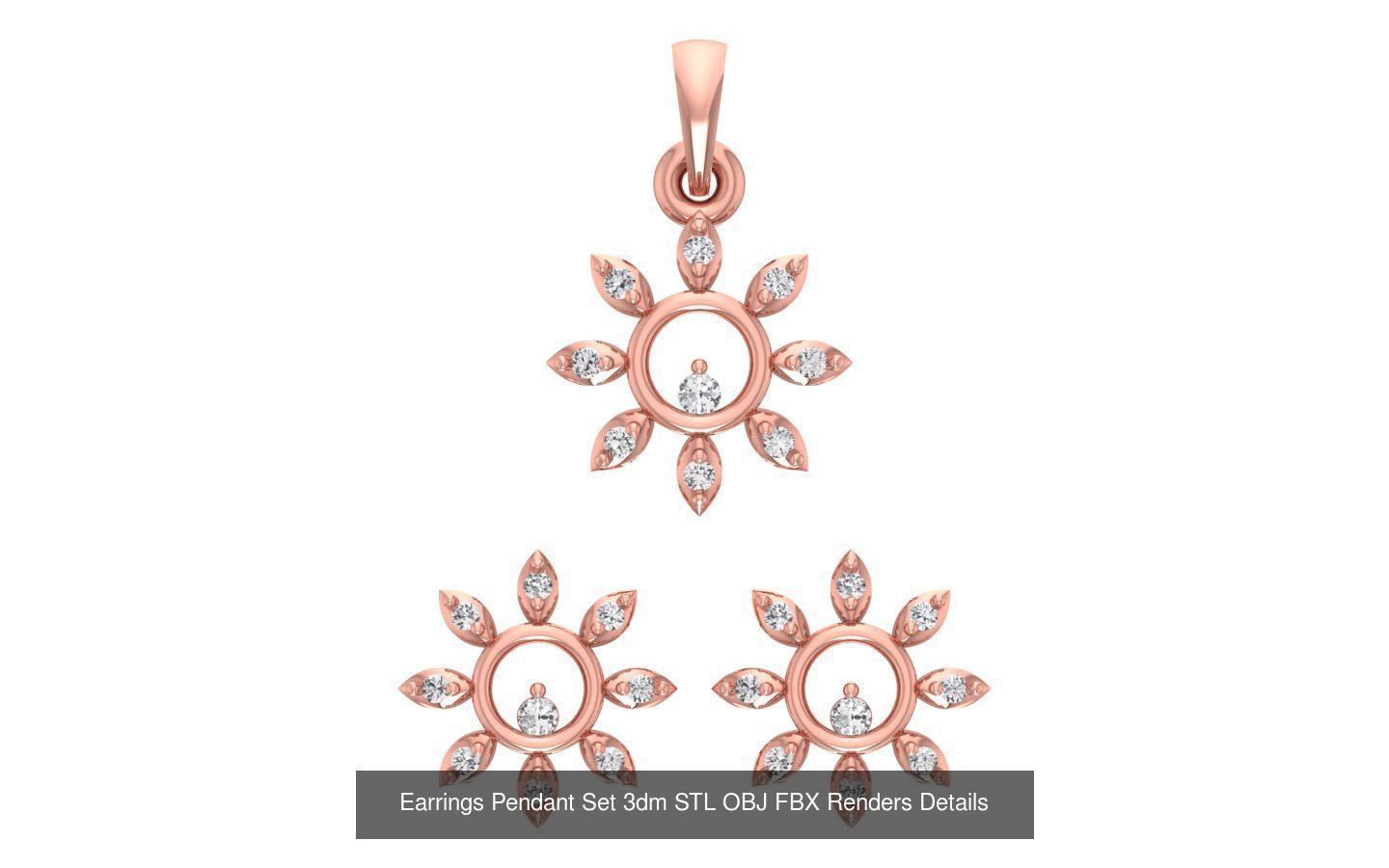 140 Earrings Pendant Set 3dm STL OBJ FBX Details Collection _120