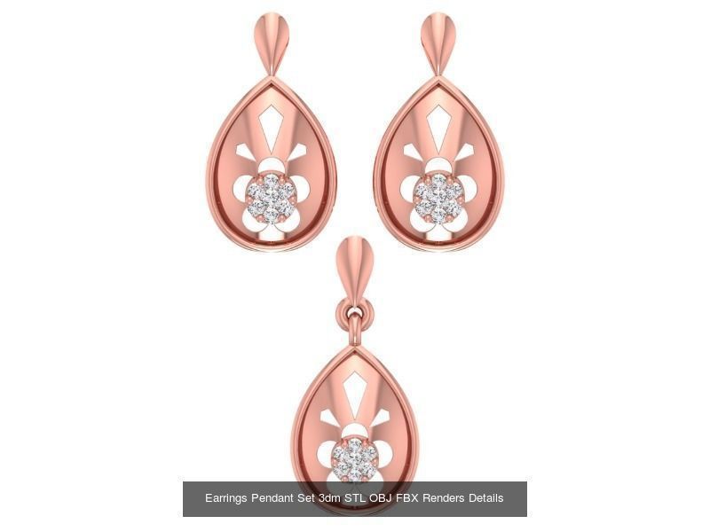140 Earrings Pendant Set 3dm STL OBJ FBX Details Collection _55