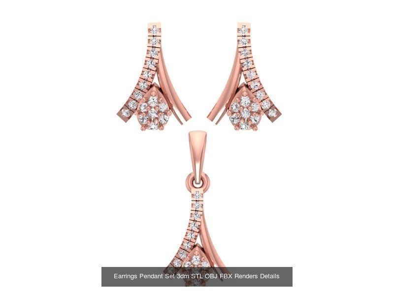 140 Earrings Pendant Set 3dm STL OBJ FBX Details Collection _67