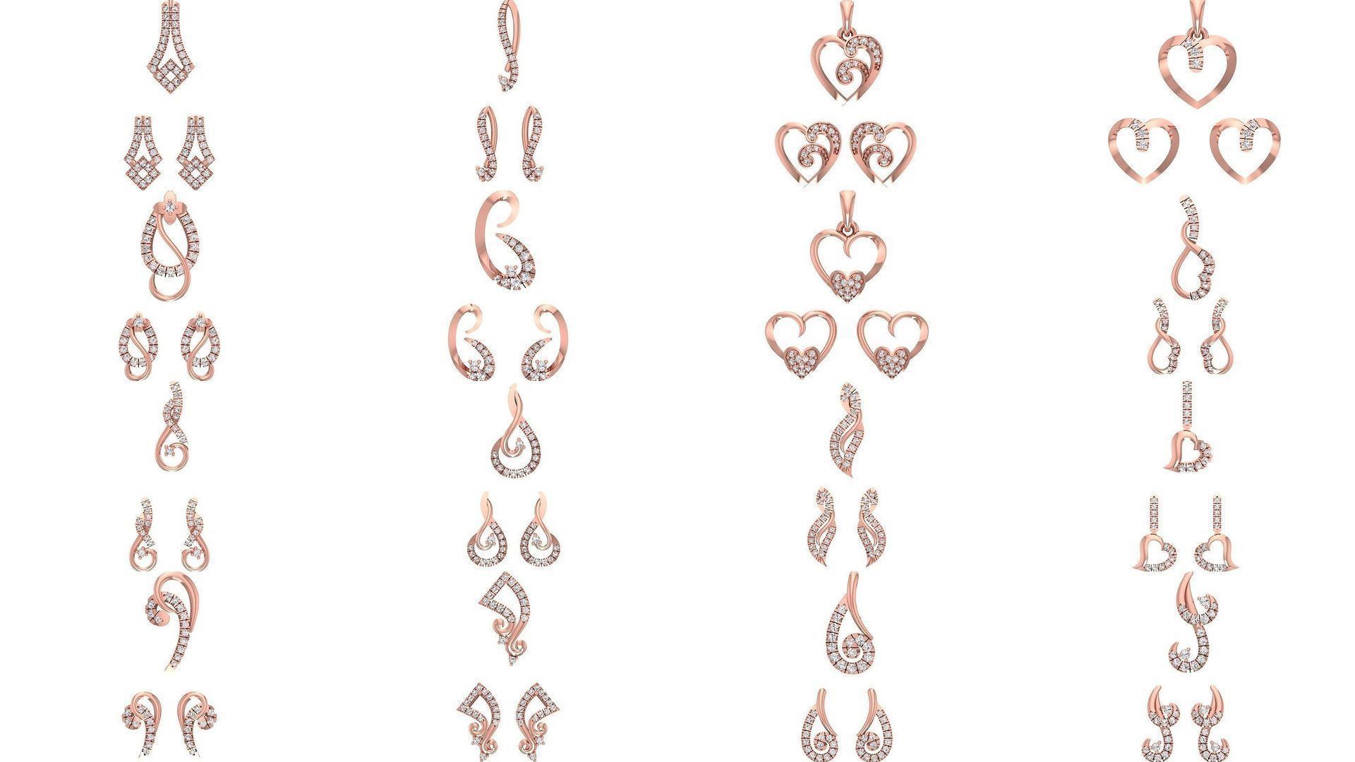 140 Earrings Pendant Set 3dm STL OBJ FBX Details Collection _5