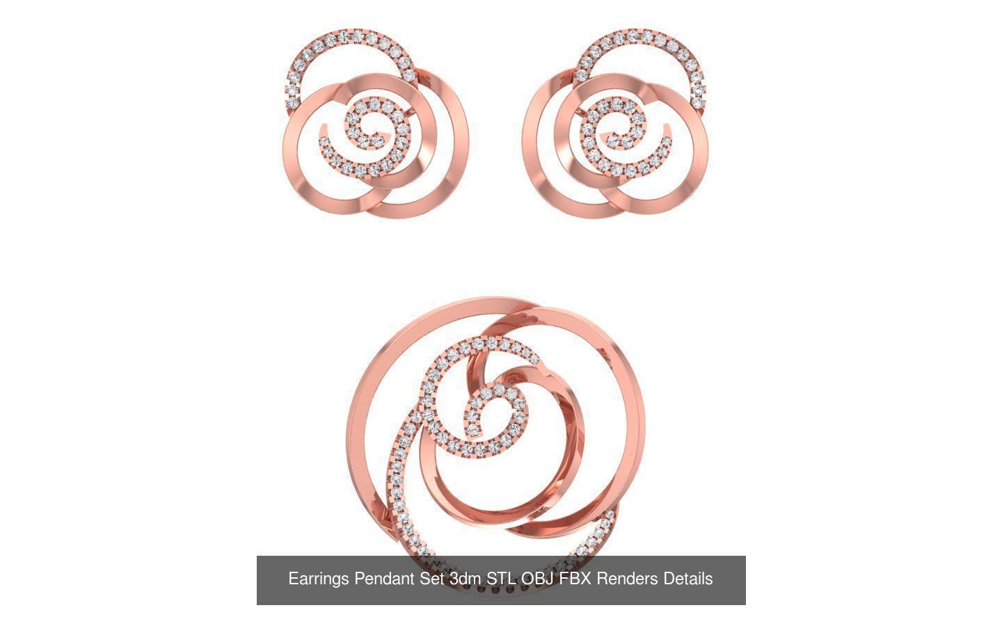 140 Earrings Pendant Set 3dm STL OBJ FBX Details Collection _26