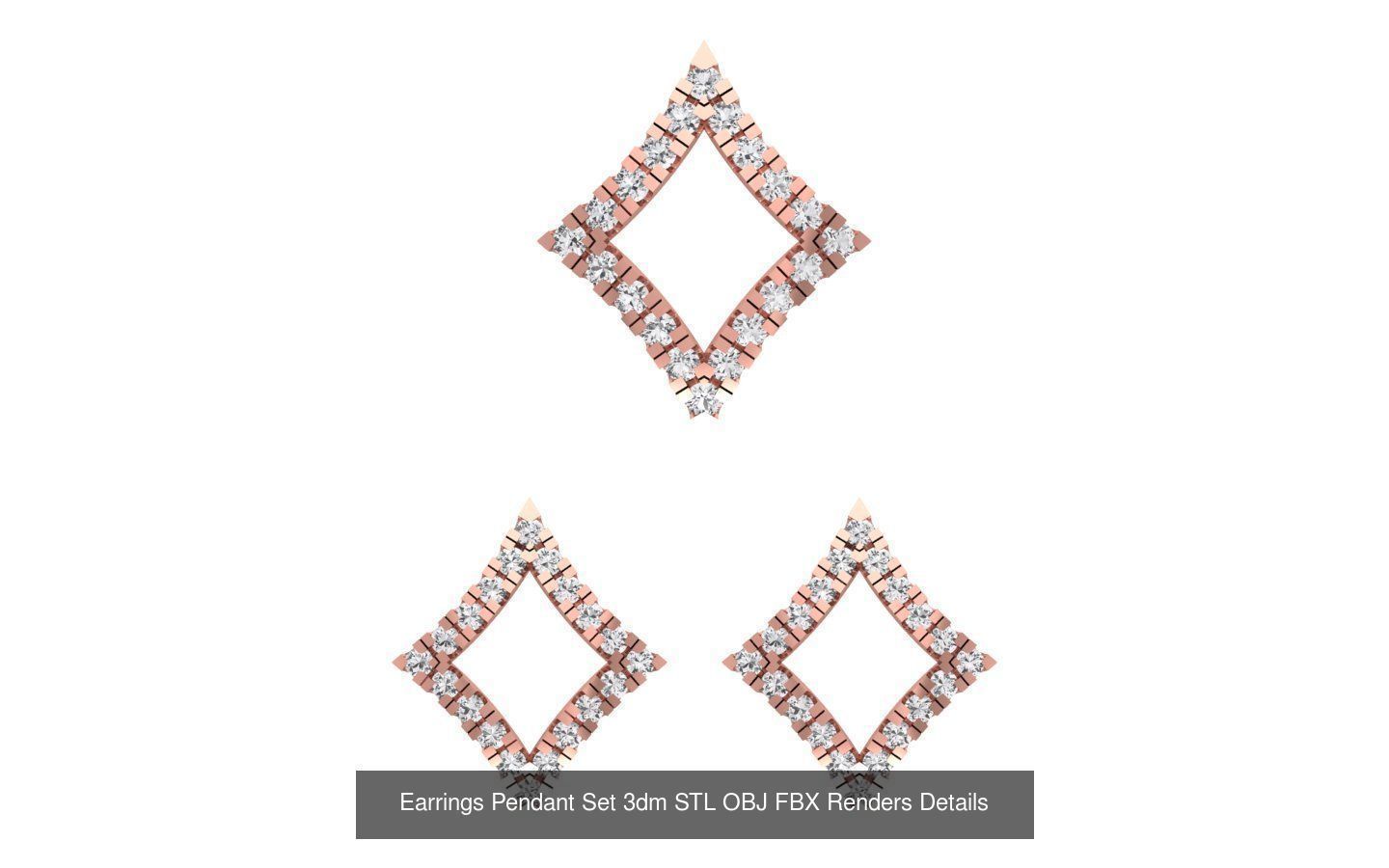 140 Earrings Pendant Set 3dm STL OBJ FBX Details Collection _123