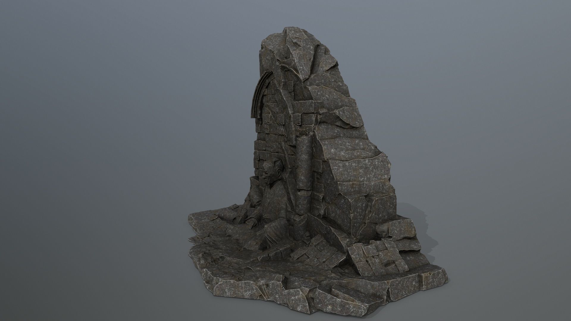 Buddha Rock Low-poly 3D model_8