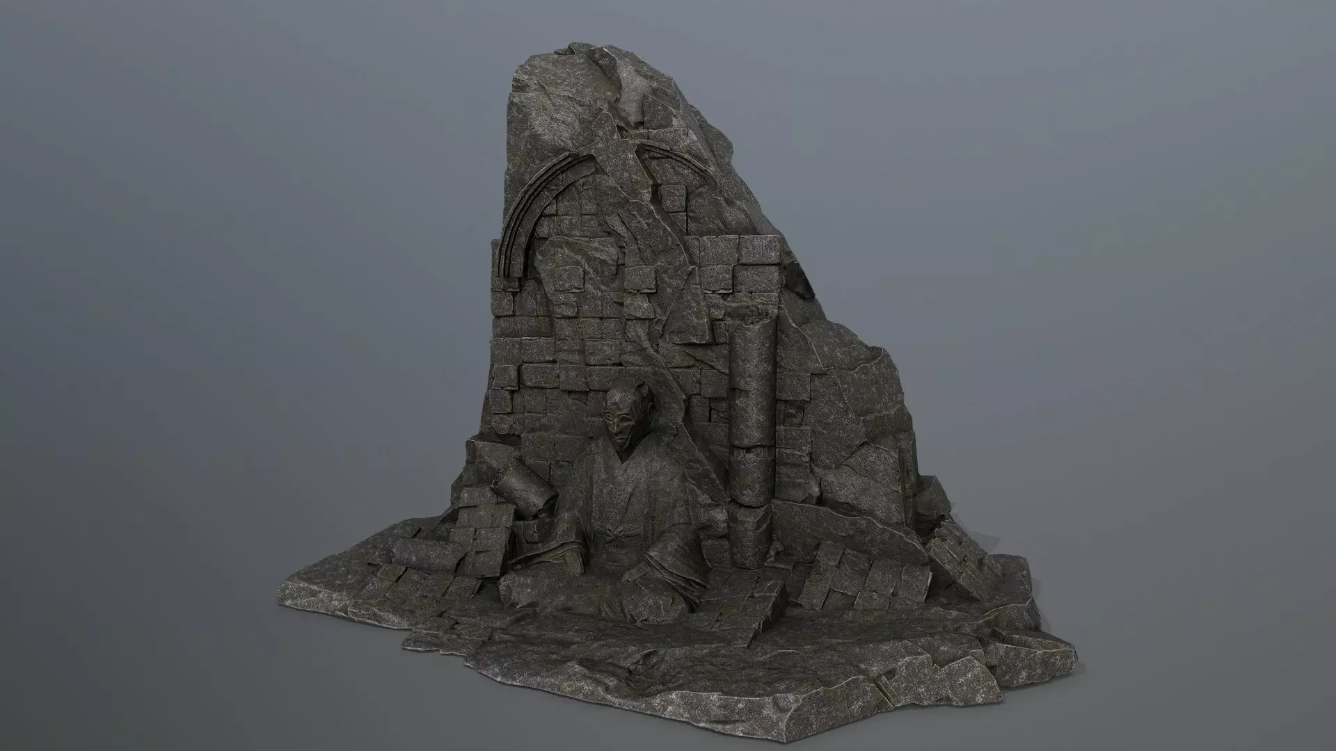 Buddha Rock Low-poly 3D model_0