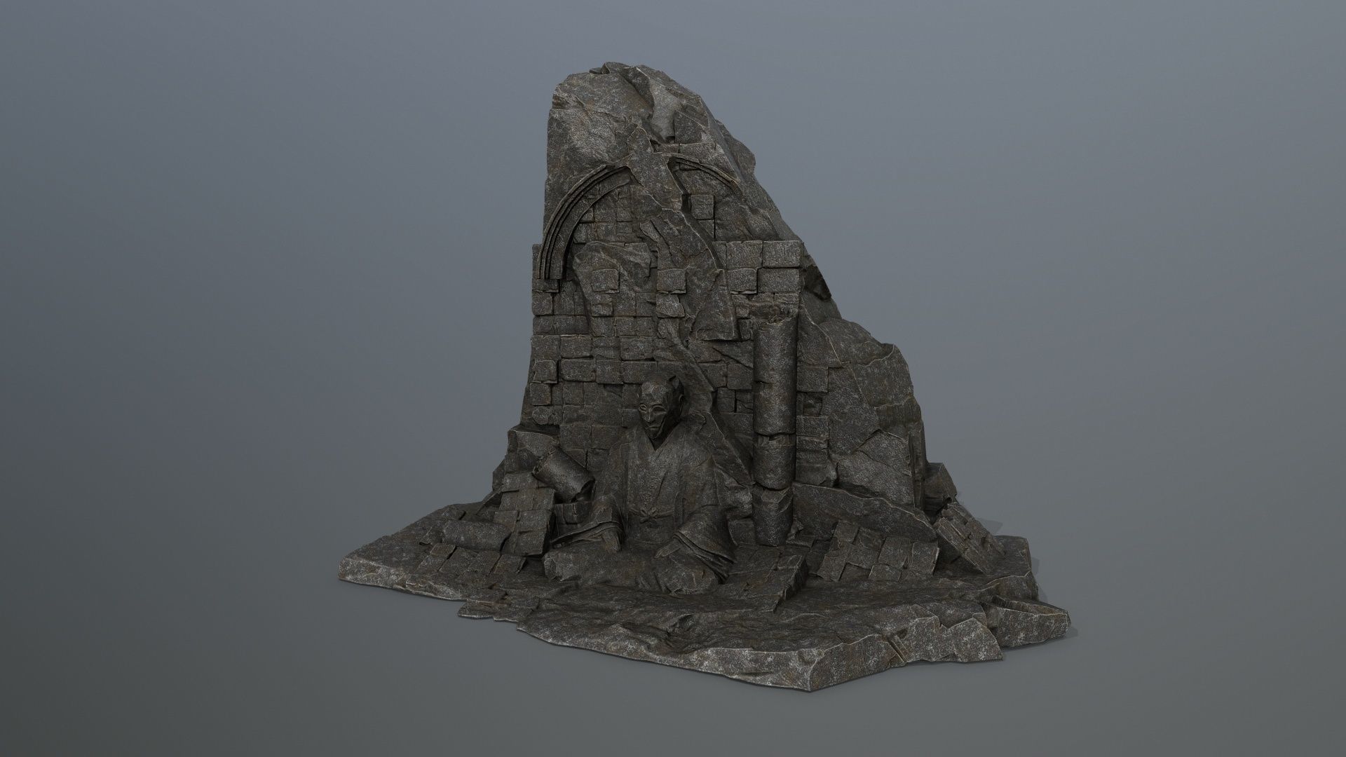 Buddha Rock Low-poly 3D model_1