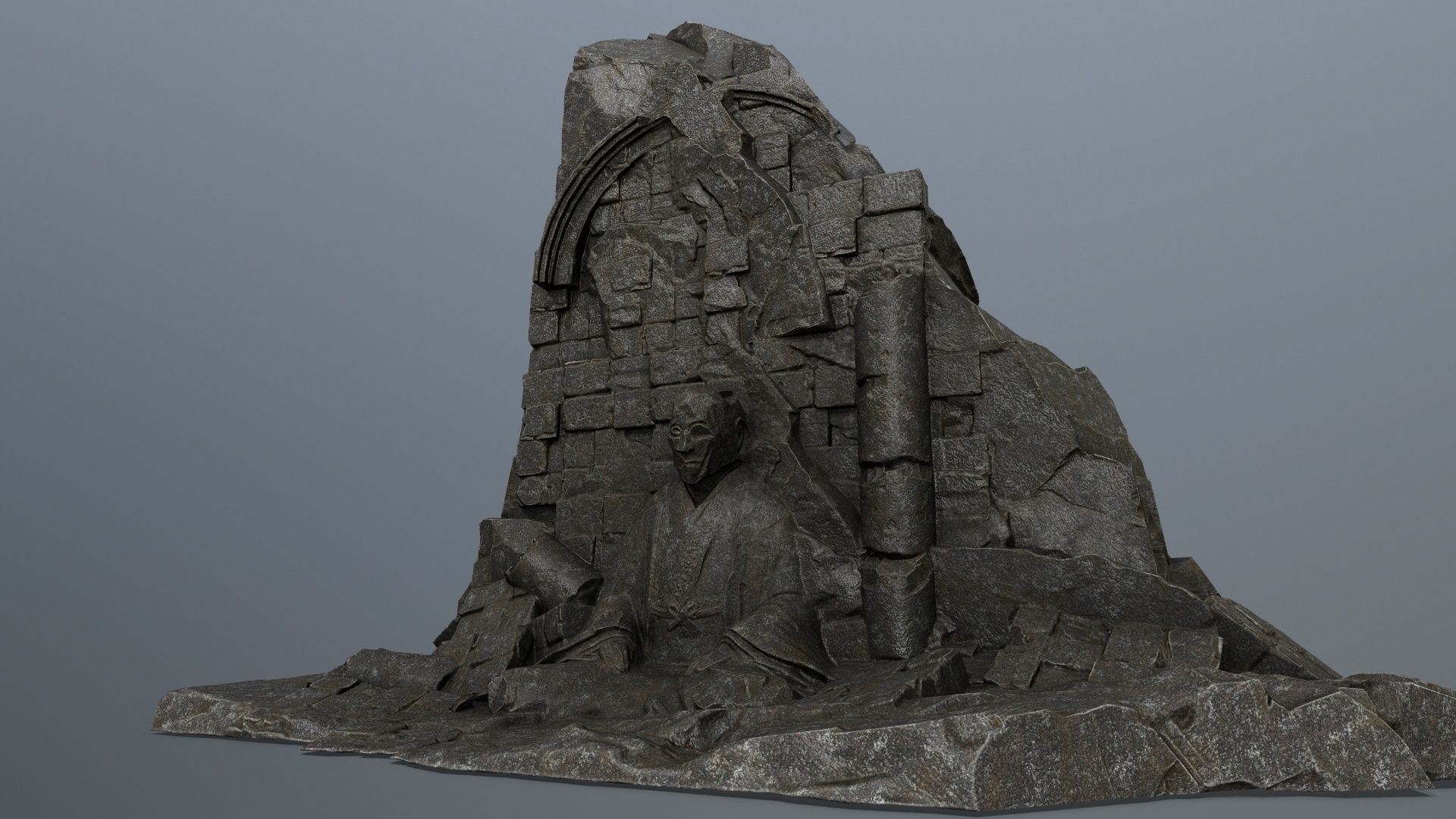 Buddha Rock Low-poly 3D model_9